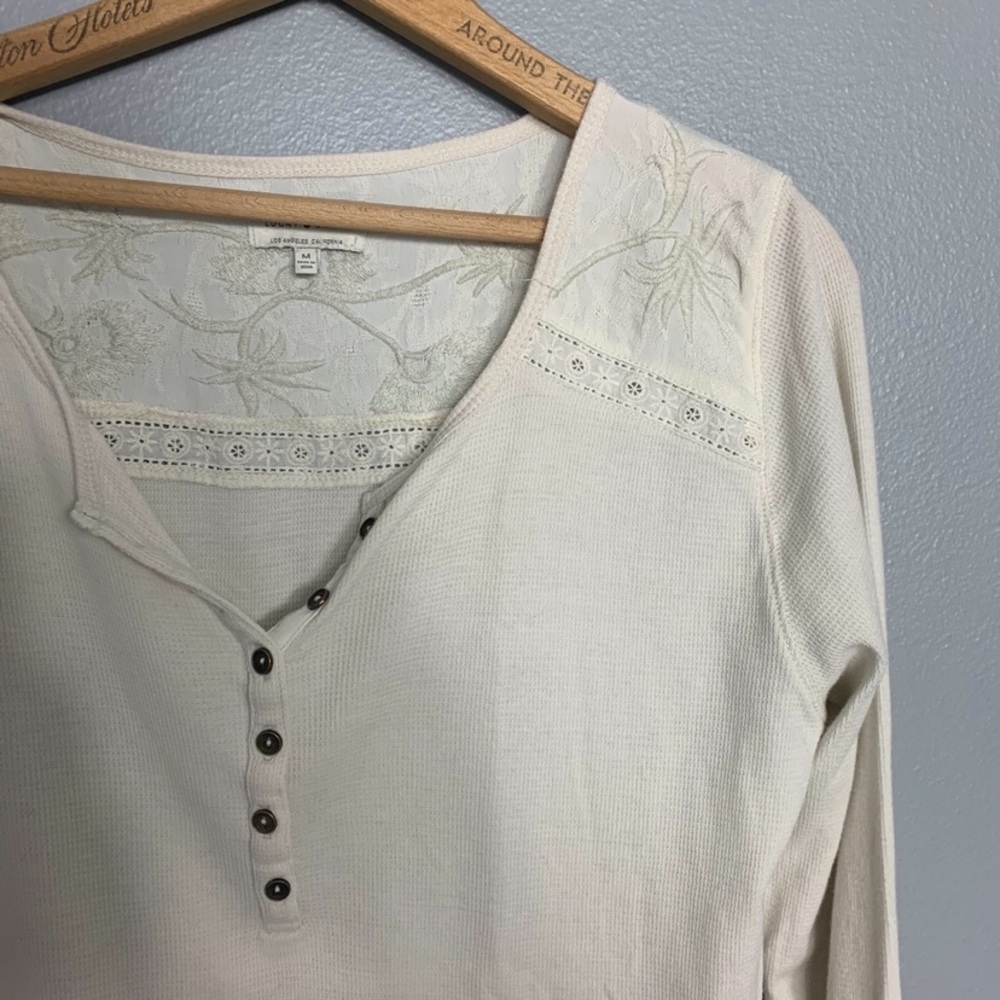 LUCKY BRAND | Embroidered Thermal Top Sz M - Picture 6 of 8